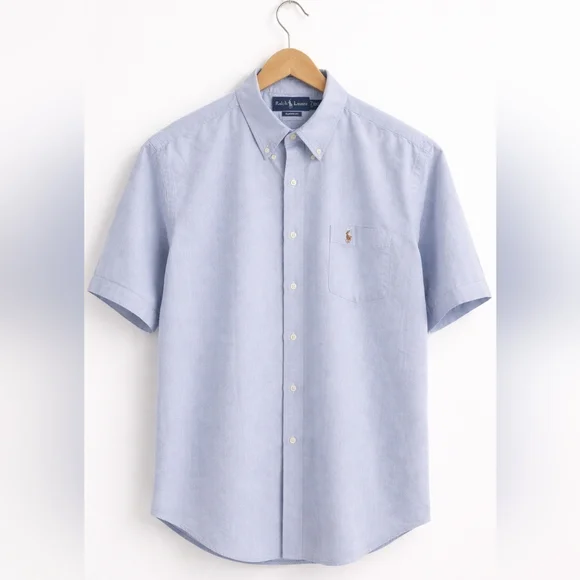 Ralph Lauren Classic Fit Button Down Shirt XXL Light Blue Short Sleeve - Picture 2 of 11